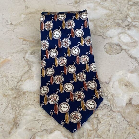 Burberry’s of London Clocks Nova Check Print 100% Silk Tie - Picture 3 of 13